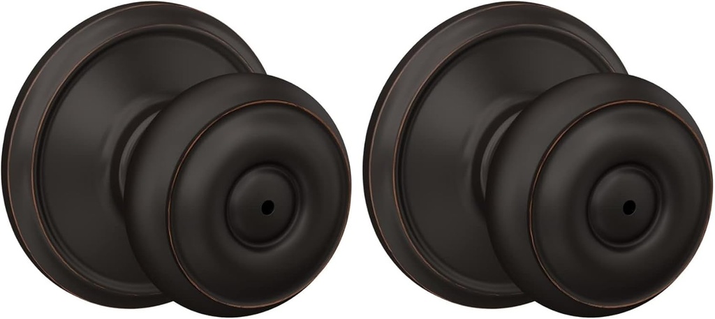 SCHLAGE F40 V GEO 716 Georgian Door Knob, Bed & Bath Privacy Lock, Aged Bronze (Pack of 2)