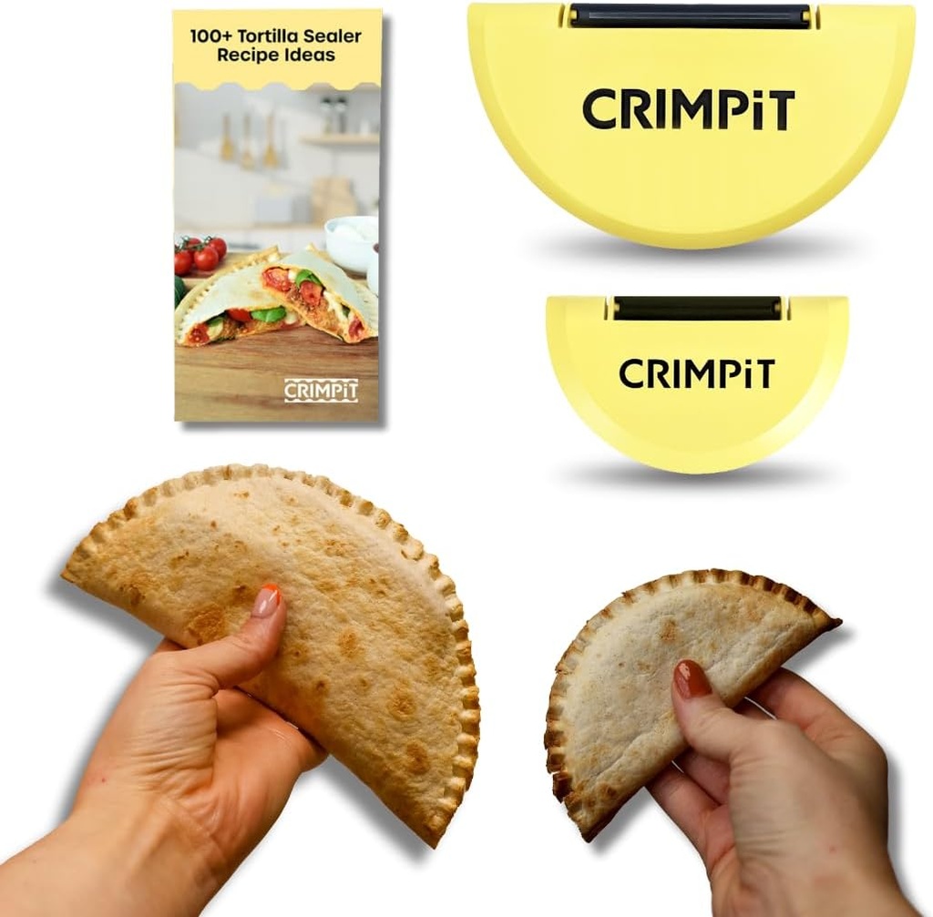 CRIMPiT Tortilla + Book Bundle - Large & Small Tortilla Sealers + Recipe Book – For 10-12” & 6” Flour Tortillas | BPA-Free, Dishwasher Safe | Perfect for Air Fryers | Manufactured in UK & USA