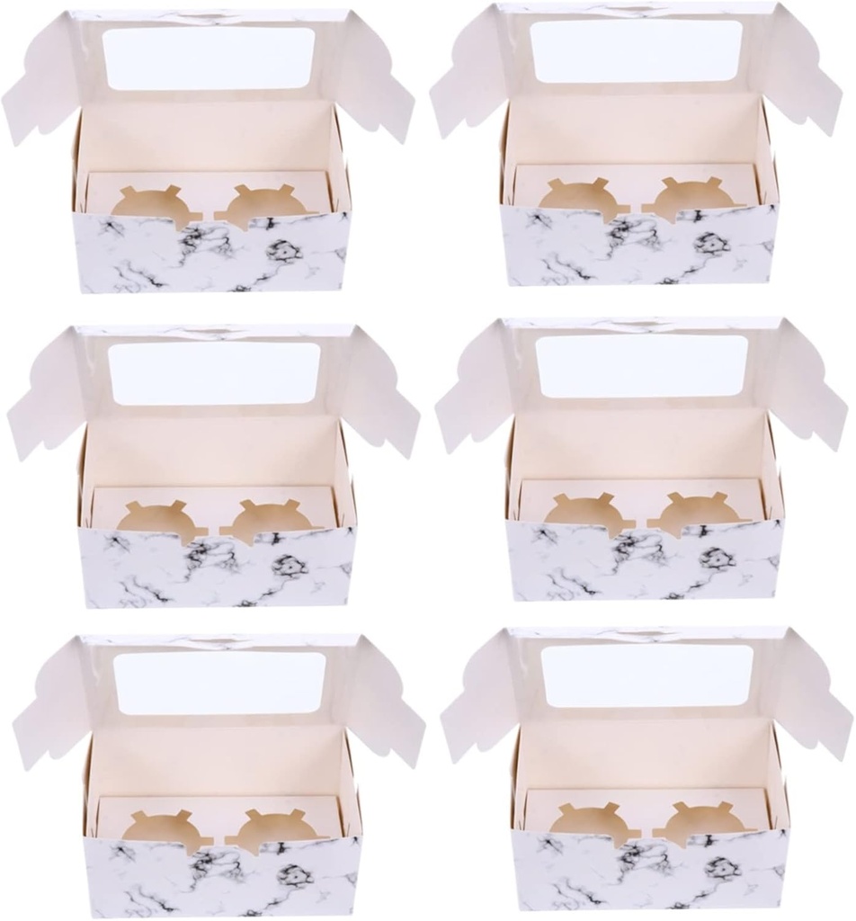 PRETYZOOM 10pcs Window Marble Pattern Cake and Cupcake Boxes Food-grade Paper Dessert Containers for Parties Birthdays Weddings and Special Occasions