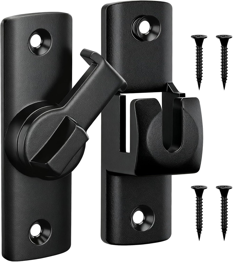 Upgraded Flip Barn Door Lock, 90/180 Degree Small Door Latch for Safety and Privacy, Zinc Alloy Anti-Rust Gate Latch for Barn Door, Sliding Door, Cabinet, Bathroom, Window Hardware (Black, 1PC)