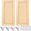 2 Pcs 12'' W x 24'' H Unfinished Pine Kitchen Cabinet Door Replacement with 4 Pcs Cabinet Hinges Wood Shaker Door Front Replacement for Kitchen, Bathroom, Vanity