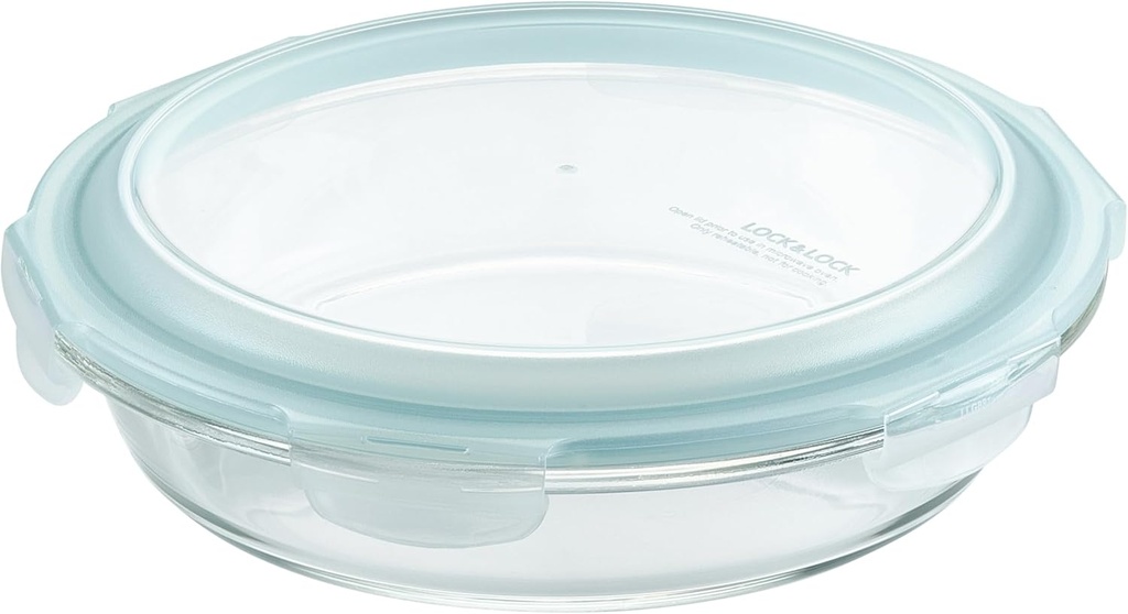 LocknLock Purely Better Glass Round Pie Baking Dish/Food Storage Container with Lid, 9.5 Inch, Clear