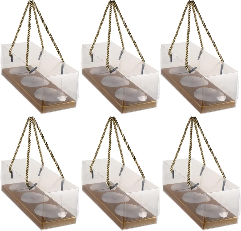 Yardwe 10pcs Plastic Transparent Dome Cupcake Boxes Egg- Yolk Puff Food Container Single Mooncake Dome Boxes Baking Packing Box Baking Supplies for Wedding Birthday Party (Golden)