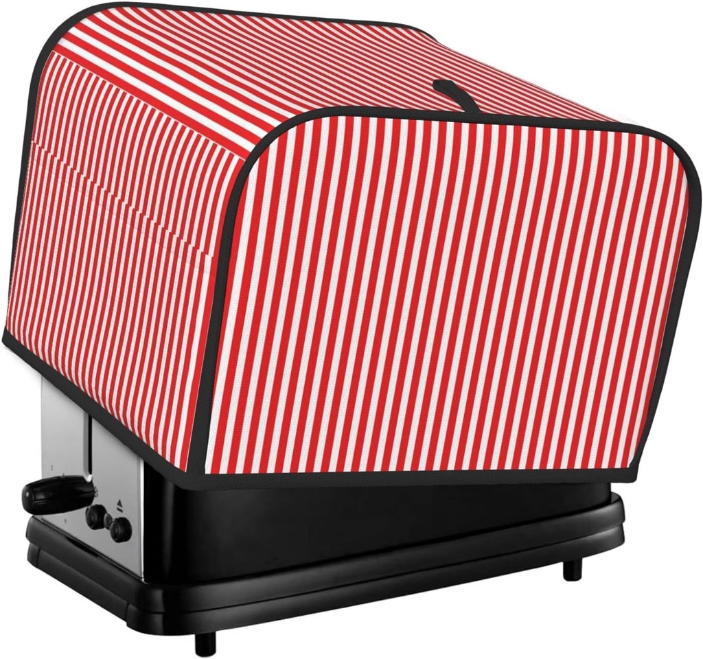 Oven Cover Kitchen Bread Machine Protector,4 Slice Toaster Cover For Home,Fingerprint Coaster Cover,Kitchen Small Appliance,Red And White Stripes