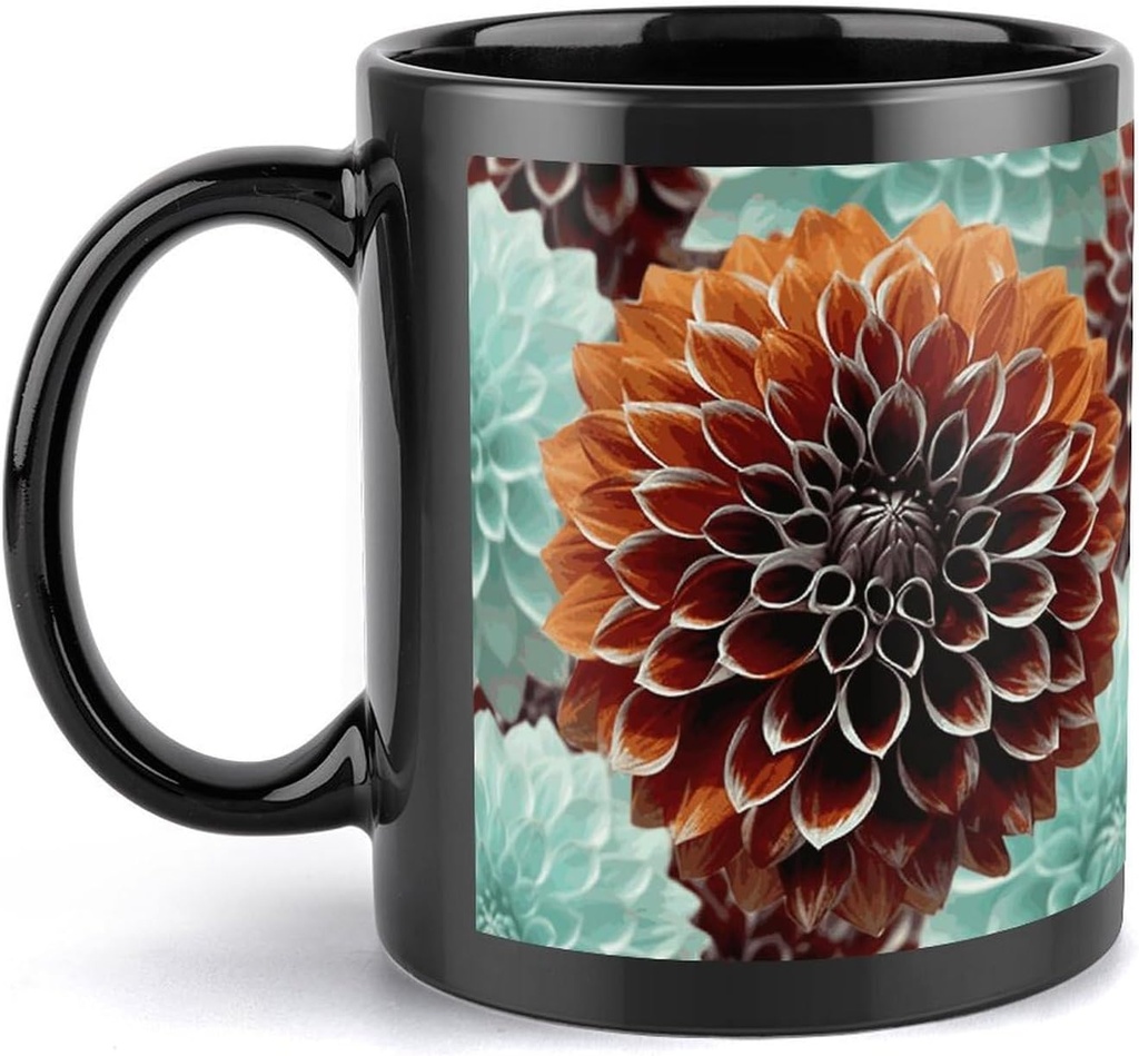 Dahlia Flower Travel Mug Ceramic Large Ceramic Coffee Mugs with Handle, Porcelain Mugs- Perfect for Coffee Tea Espresso Other Beverages