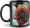 Dahlia Flower Travel Mug Ceramic Large Ceramic Coffee Mugs with Handle, Porcelain Mugs- Perfect for Coffee Tea Espresso Other Beverages