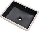Undermount Bathroom Sink Rectangle, 20"x15" Black Bathroom Vessel Sink Porcelain Ceramic Modern Art Lavatory Vanity Under Counter Basin with Overflow