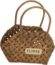 Woven Flower Basket with Handle, Wall Hanging Weave Wicker Basket, Kitchen Storage Basket or Home Decor Flower Basket (Coffee)