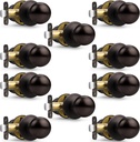 Probrico Interior Passage Door Knobs 10 Pack, Unique Classic Closet/Hallway Door Handles, Oil Rubbed Bronze Finish Door Knob Without Key