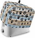 Blue Dog Paw Print Toaster Cover 2 Slice, Kitchen Appliance Covers with Pocket & Loop, Vintage Farmhouse Rustic Wooden Grain Polyester Bread Machine Covers Dust & Fingerprint Protection