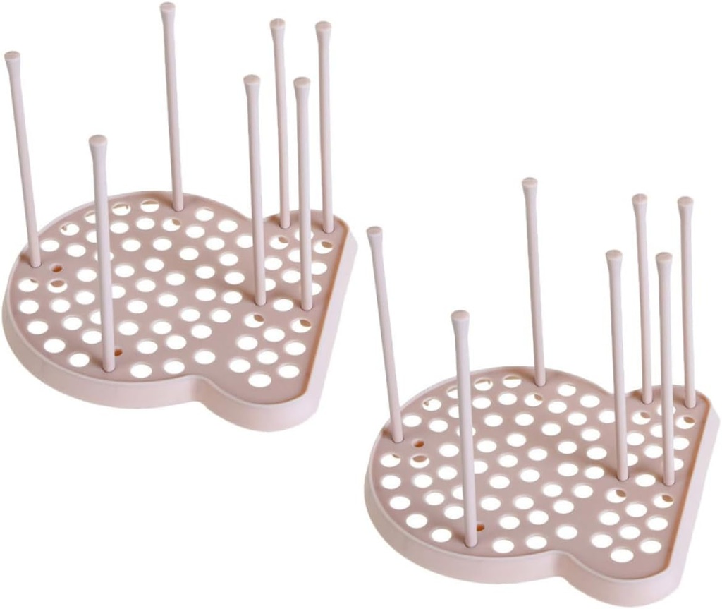 Garneck 2Pcs Pink Dish Racks for Kitchen Tableware Vertical Draining Plate and Bowl Drying Drainers Plastic Household Dishware Organizer with Stable Structure Easy to Clean and Stylish
