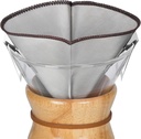 Stainless Steel Pour Over Coffee Filter Reusable - Foldable Metal Coffee Filter with Hanging Ears, Compatible with Chemex & Glass Coffee Drippers (6-10 Cups, Silver)