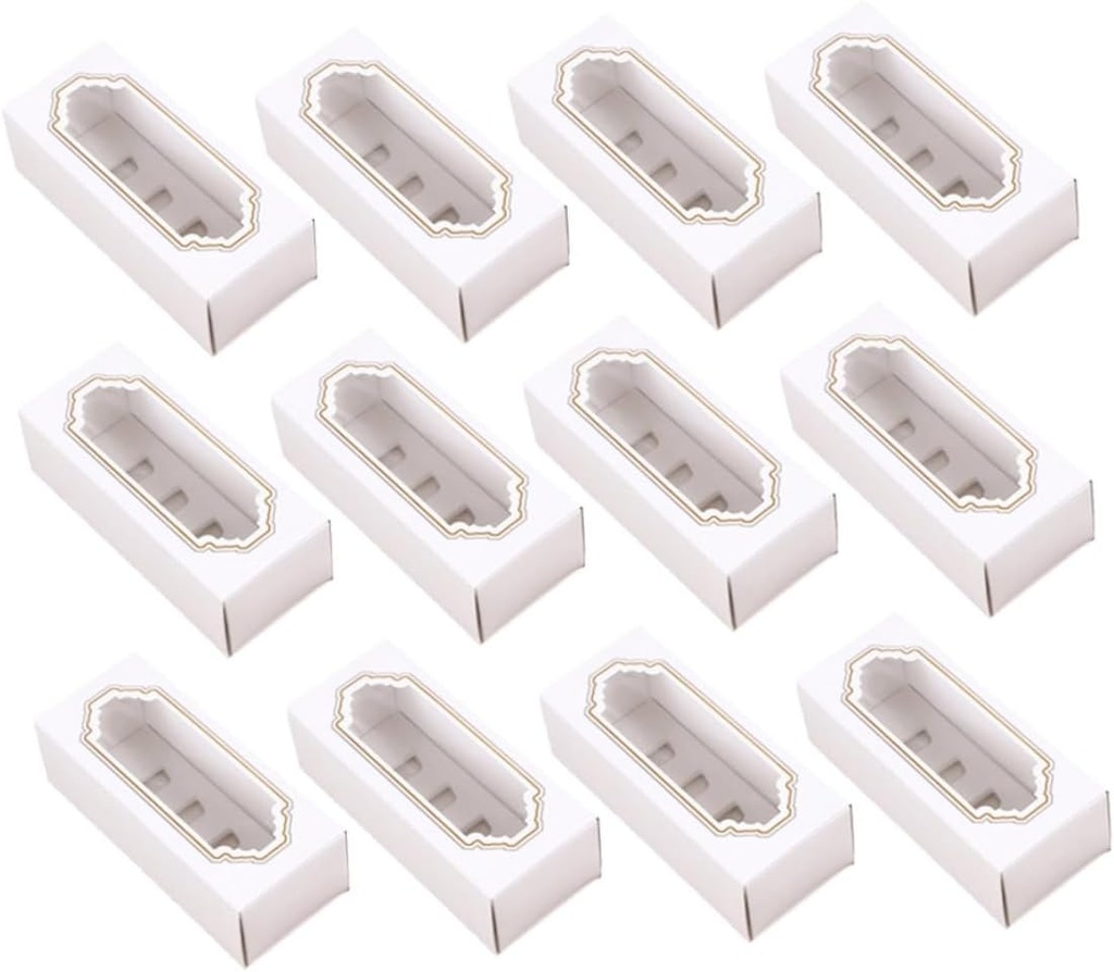 12pcs Windowed Cupcake Boxes Macaron Storage Cake Holder Paper Packaging Cookie Containers for Events