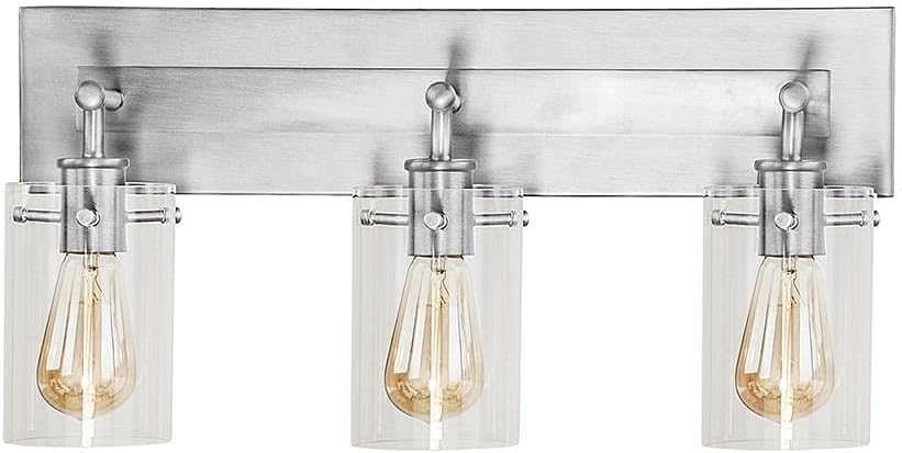 Regan 21 in. 3-Light Brushed Nickel Vanity Light with Clear Glass Shades, DS19268