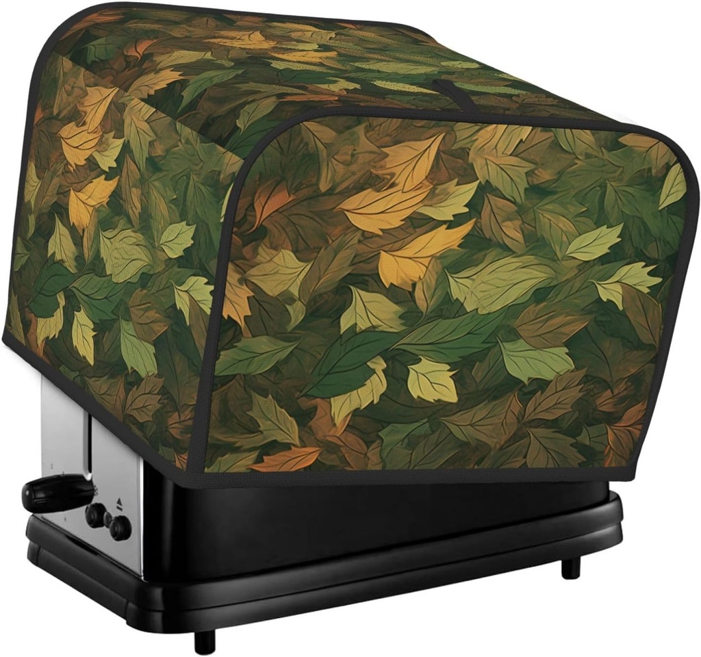 Toaster Cover 4 Slice Fall Leaves Camouflage Pattern Toaster Cover Waterproof Kitchen Small Appliance Covers Microwave Oven Dust-Proof Bread Cover, Women Gift