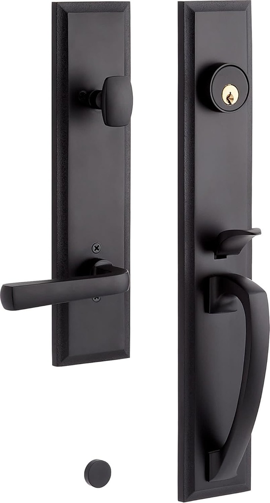 Signature Hardware 479128 Aurick Left Handed Solid Brass Keyed Entry Door Lever Set with 2-3/4" Backset