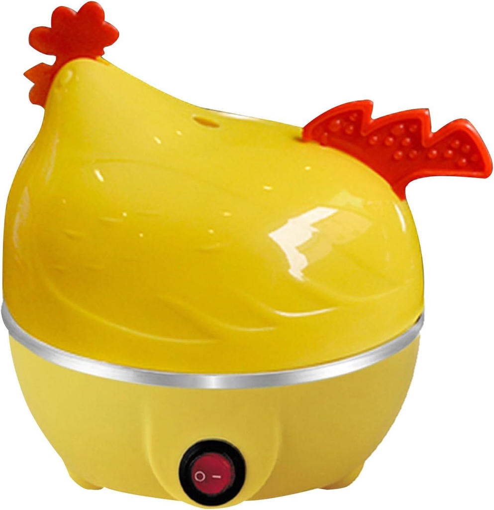 2025 Electric Egg Steamer Cute Chicken Shape Egg Steamer Hard Boiled Eggs Steam Cooker 7 Eggs Capacity Egg Cooker Portable Egg Boiler Egg Steamer for Hard Medium Soft Boiled Eggs Kitchen Tool (A)