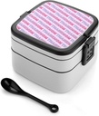 Thank Mom Mother's Day Portable Bento Box with Handle 2 Compartment Leak-Proof Stackable Lunch Box for Work Picnic Camping