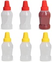 VASANA 6PCS 25ML Mini Squeeze Bottles Reusable Portable Lunch Box Condiment Dispensers to Go with Screw Cap Plastic Honey Salad Container Bento Box for Camping Office
