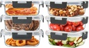 6pack 12oz Small Glass Meal Prep Containers, Glass Food Storage Containers with Snap Leak Proof Lids, Microwave, Freezer and Dishwasher Safe (Grey, 12oz)