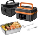 Cordless Electric Lunch Box for Adults, 16000mAh Self-Heating Food Warmer with Power Bank & Smart Timer, 60W Fast Heating,Leak-Proof Heated Lunch Box