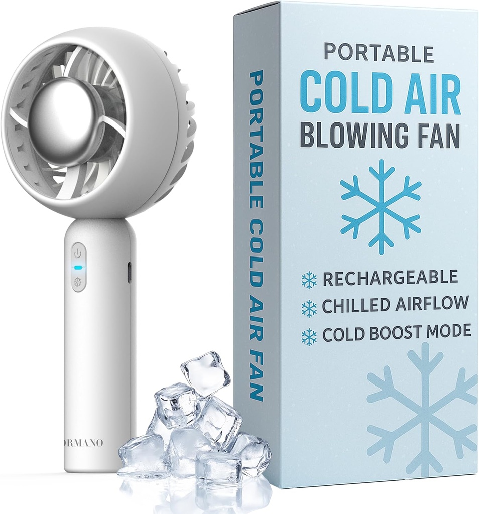 Cold Air Portable Cooling AC Handheld Fans – The GENUINE Rechargeable Portable Ice Cooling Refrigerating Pad Handheld Cooling Fan That Blows Cold Air