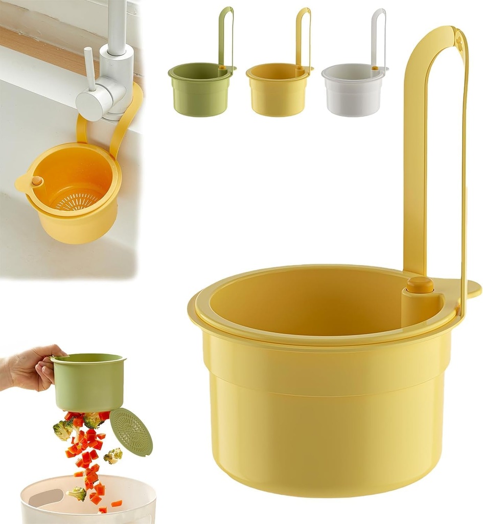 Sink Strainer Basket,2025 New Faucet Hanging Strainer, Hanging Draining Basket for Kitchen,Sink Food Catcher, Hanging Kitchen Sink Strainer Basket for Dishwashing,Easy to Install. (Yellow)