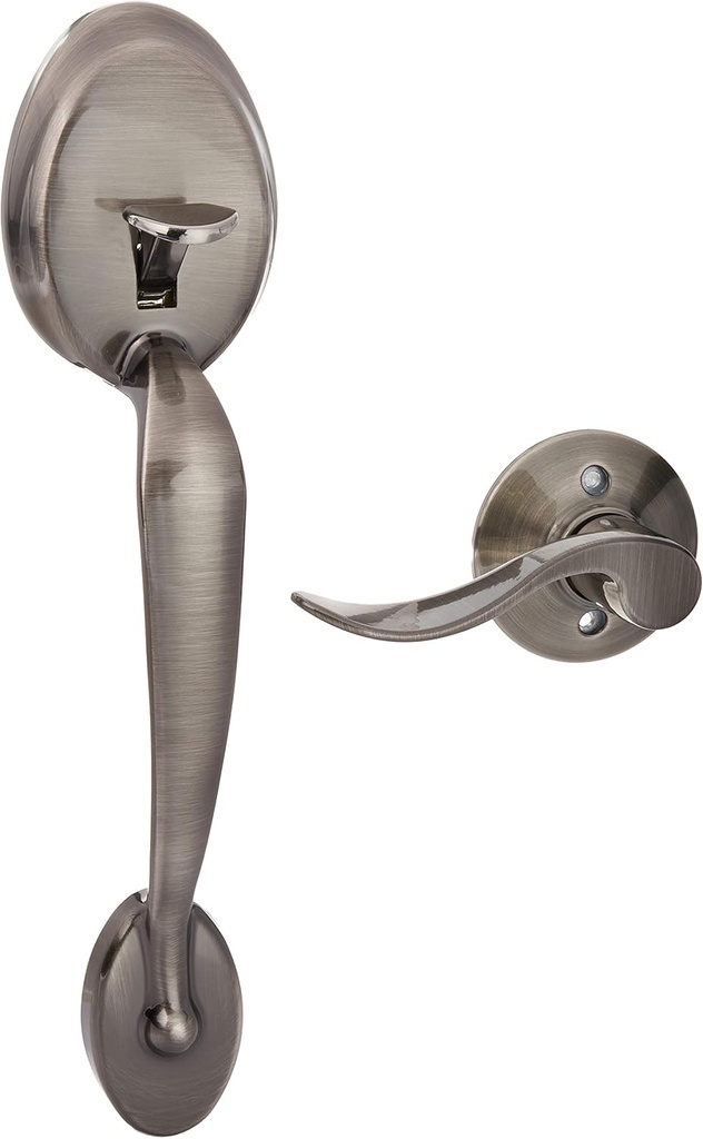 Schlage FE285PLY620ACCLH Antique Pewter Handle Only Left Handed Plymouth Keyed Entry Handleset with an Accent Lever from The Plymouth Collection (Plymouth Electronic Keypad Deadbolt Sold Separately)
