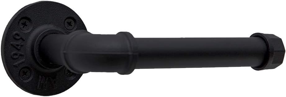 Industrial Pipe Toilet Paper Holder Wall Mount Rustic Toilet Tissue Paper Holder DIY Heavy Duty Vintage Toilet Roll Holder for Bathroom Farmhouse Kitchen Bedroom(Black)