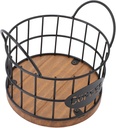 Wire K Cup Storage with Wooden Base,Coffee Pod Holder with Lid Large Capacity Wire K Cup Holder with Wooden Base Modern Coffee Basket Coffee Bar Decor for Coffee Station