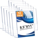 12 Pack Acrylic Sign Holder 8.5 x 11, Clear Plastic Display Stands for Tabletop, L-Shape Acrylic Stands for Flyers, Documents, Office, Restaurants, Vertical Sign Holder 8.5x11 for Desktop
