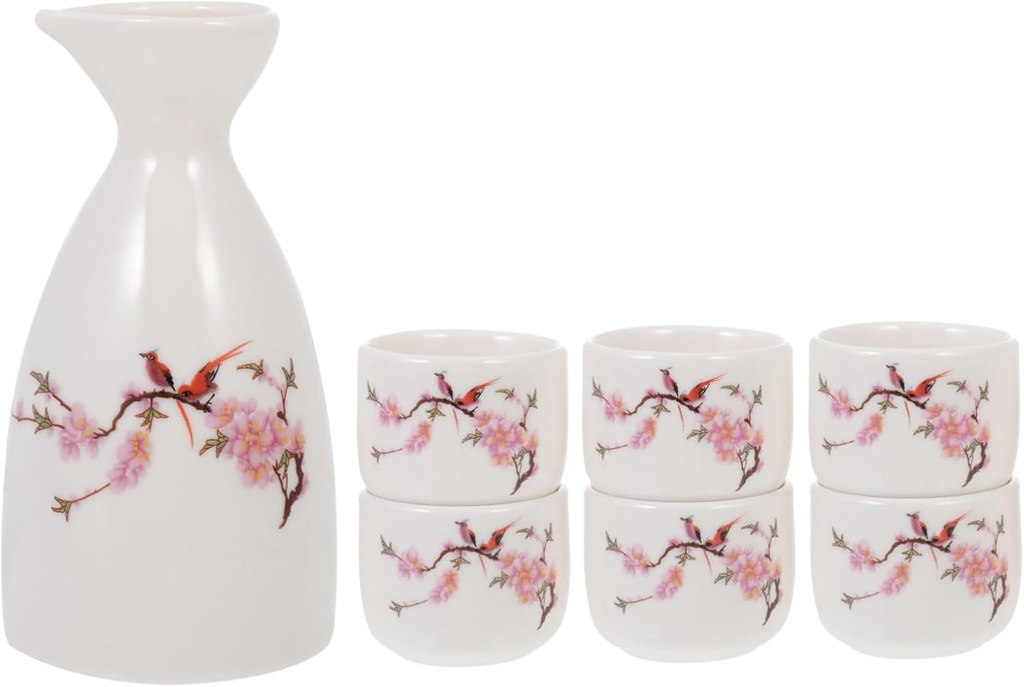 PRETYZOOM Japanese Sake Pot Set Cups Ceramic Sake Serving Pot Japanese Made Saki Set for Parties