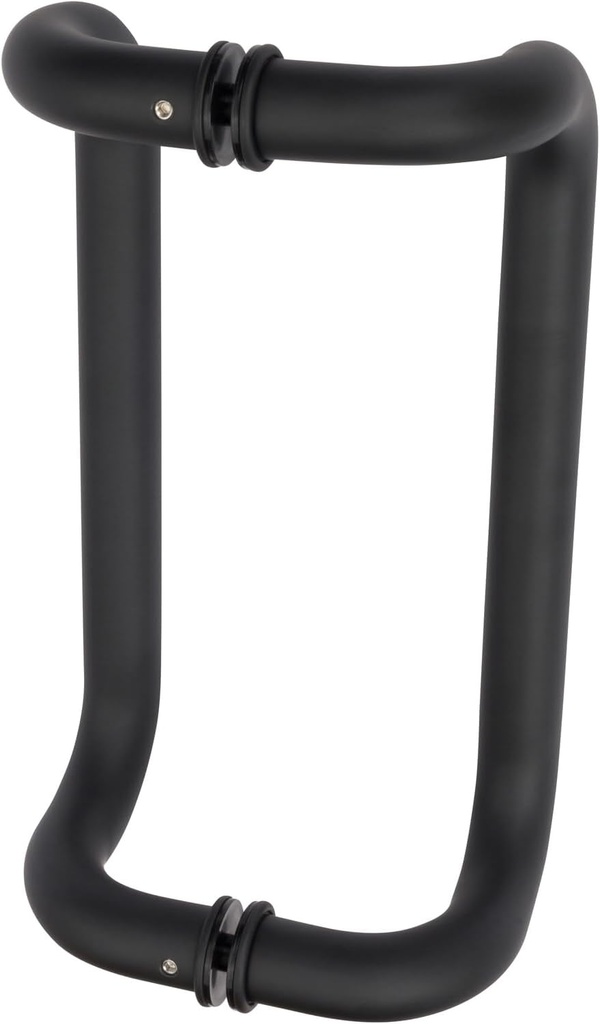 Rockwell Security Contemporary Offset Back to Back Door Pull Handle for Tempered Glass Mount 10 Inch for Commercial Swing Door Hardware in Black Finish