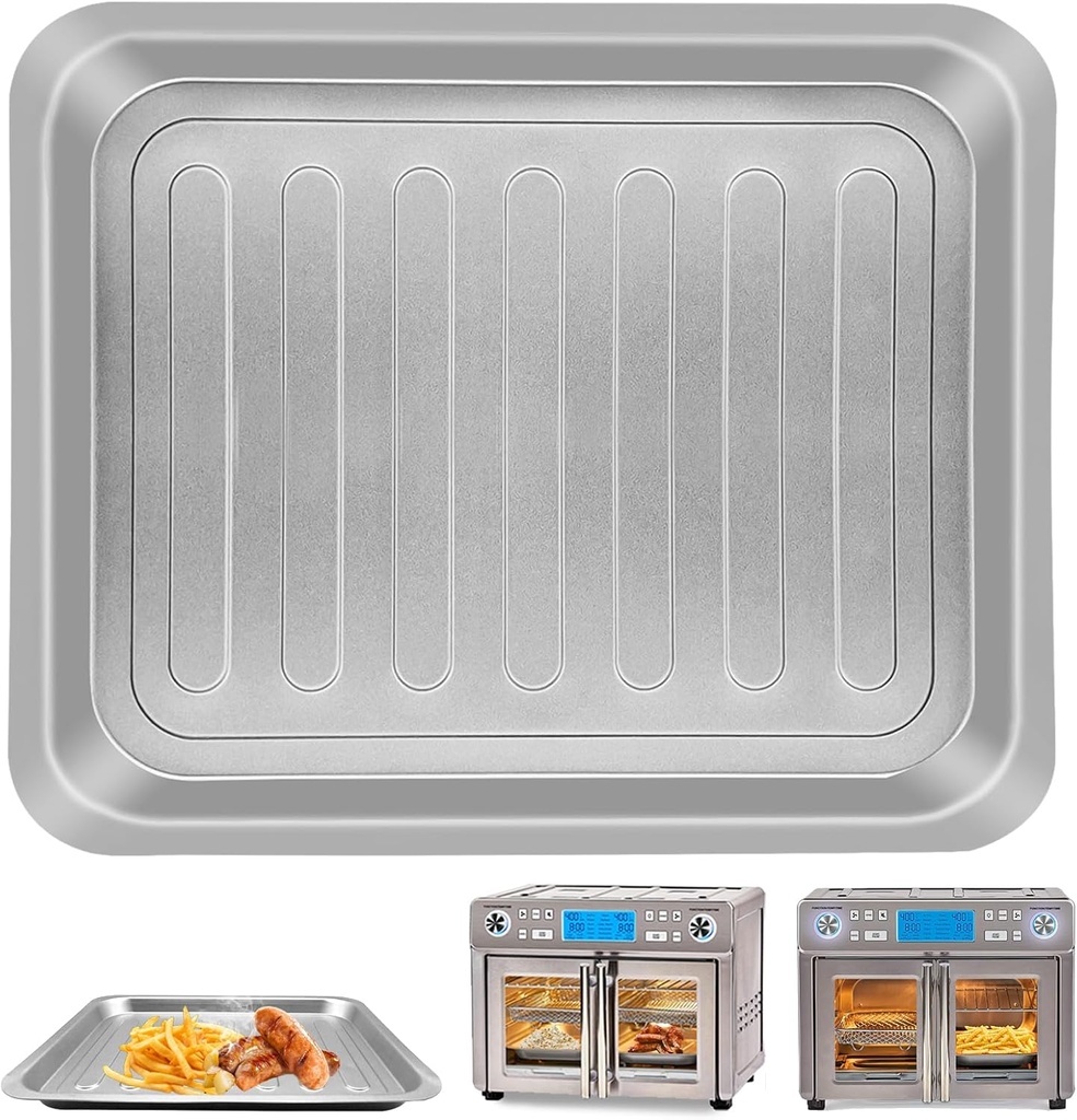 Air Fryer Drip Pan for Emeril Lagasse Dual Zone 360 Air Fryer Oven 25 QT Extra Large, 14''×12'' Steel Air Fryer Tray Accessories Grill Plate Crisper Plate Replacement Parts Rack