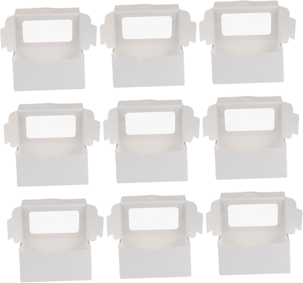 Amosfun 15Pcs Cupcake Boxes with Upper Window Paperboard Cake Packaging Cost Storage Containers for Bakery Parties and Home Use