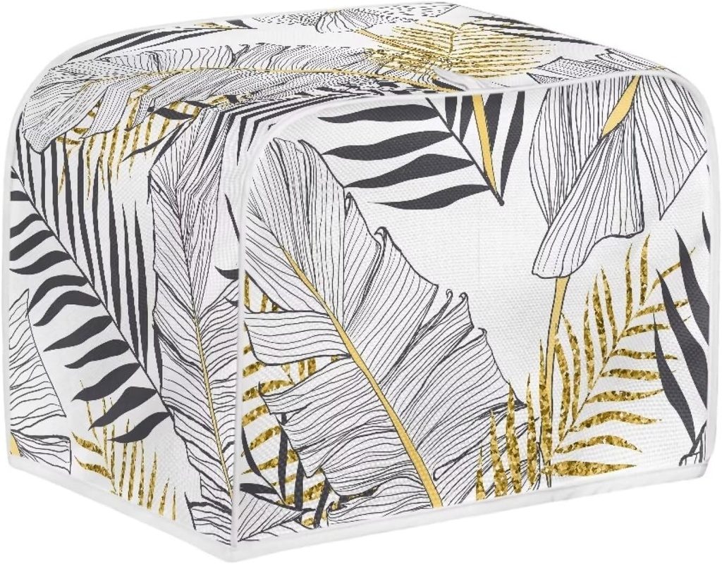 Howilath Toaster Dust Cover 4 Slice, Tropical Leaves Printed Bread Maker Cover Fashion Toasters Covers Washable Stain Resistant Kitchen Small Appliance Cover