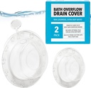 Impresa 2-Pack Silicone Overflow Drain Cover - Clear, 6in OD x 4in ID - Top Plug Depth Control & Tub Overflow Cover - 12-Point Suction Seal & Drain Stopper - Bathtub Water Seal Stopper