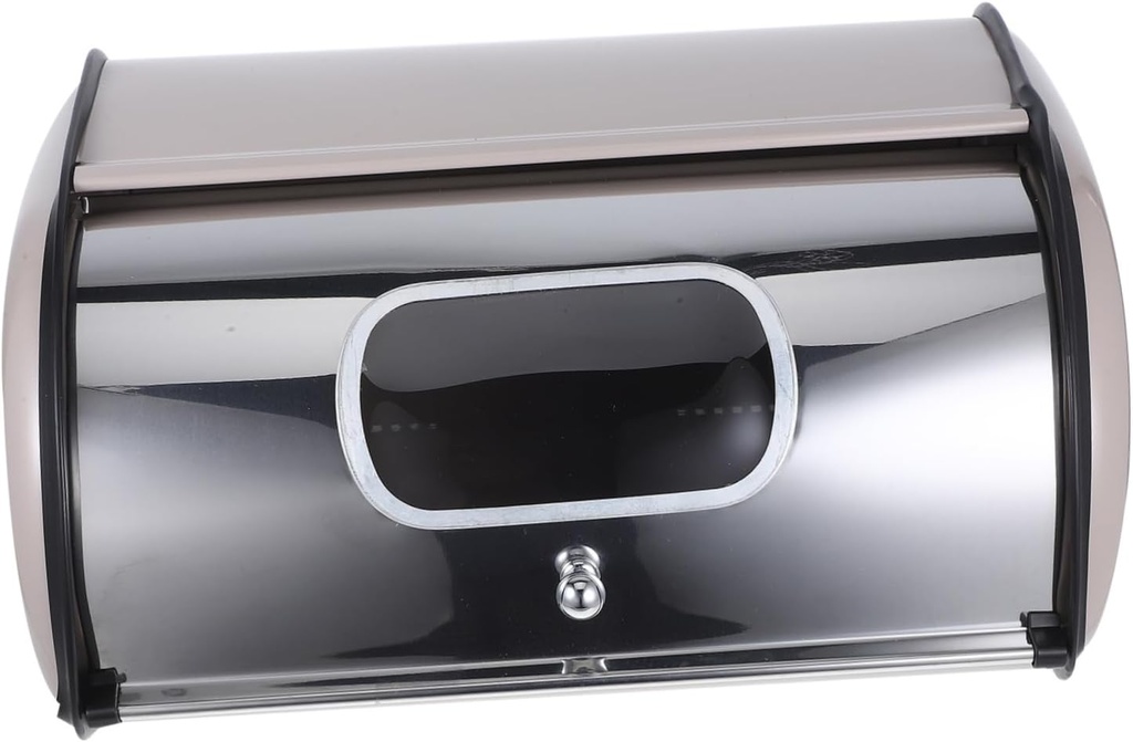 Stainless Steel Bread Box with Window Design Drum-shaped Bread Storage Container for Kitchen Countertop Finish