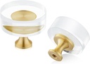QOGRISUN 5-Pack Brass Crystal Cabinet Knobs,Glass Crystal Gold Drawer Knobs,1-1/4-Inch Round, Decorative Dresser Pulls, Modern Cabinet Hardware