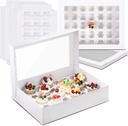 5 Pack 35 Count Cupcake Boxes, Mini Cupcake Containers, 16.9 x 13 x 4 Inch White Disposable Bakery Boxes with Window and Inserts for Birthday Holiday Party Bakery Desserts