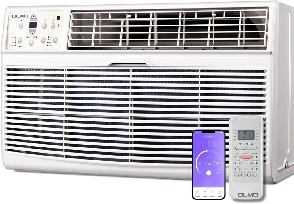 OLMO TTW 12,000 btu 230V Through-the-Wall Air Conditioner with Remote Control and built in Smart Kit, (Heating and Cooling) (R32 Refrigerant)…