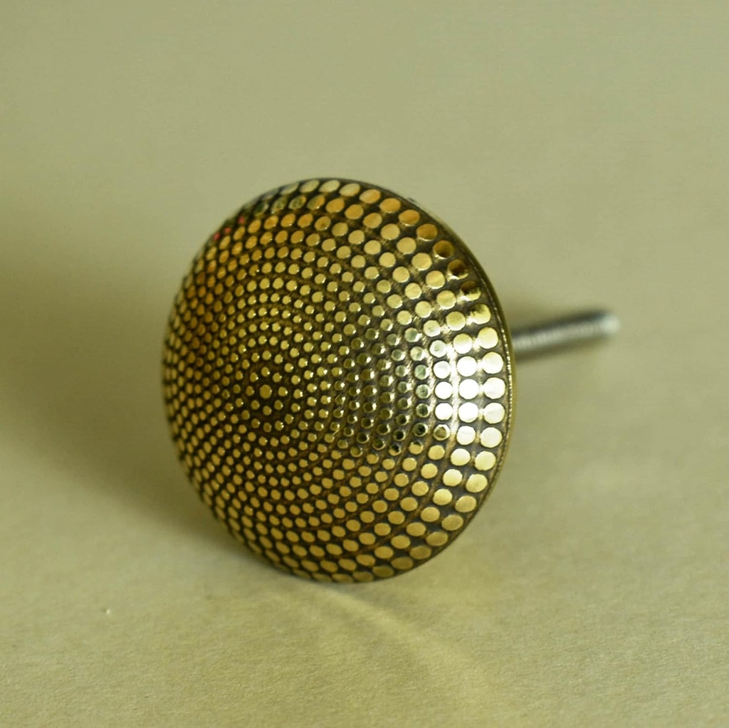 Floral Round Brass Drawer Knobs - Set of 6 Elegant Furniture and Cabinet Pull Handles in Solid Brass Metal | Modern Kitchen Cabinet Hardware Wardrobe Dresser Cupboard Knobs (Design 4)