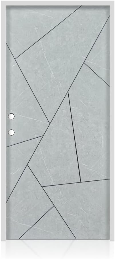 36 in. x 80 in. Right-Hand Gray Steel Prehung Front Door with Bore Hole