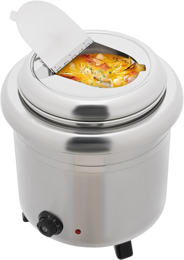 13L Cylinder Soup Warmer, 110V 400W Beverage Dispenser, Commercial Food Warmers, Stainless Steel Soup Heater with Temperature Control 86-185°F, Ideal for Parties, Outdoor Picnics