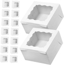 Alipis 50pcs Cake Box with Window Elegant Dessert Packaging for Cupcakes Muffins Egg Tarts Treats Sturdy Multiuse Containers for Bakeries and Takeaway