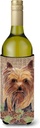 Caroline's Treasures SC9046LITERK Yorkie Faux Burlap and Pine cones Wine Bottle Hugger Bottle Cooler Sleeve Hugger Machine Washable Collapsible Insulator Beverage Insulated Holder