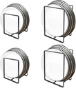 4 Pack Plate Organizer Holder, Vertical Metal Dish Drying Rack Storage Stand for Cabinet, Cupboard, Kitchen Counter, 2 Large 2 Small (Black)
