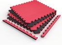 Norsk Reversible Gym Exercise Mats 3/4" Thick EVA Interlocking Foam Tiles, Perfect Gym Flooring for Home Gym, 4 Tiles & 8 Trim Pieces, 16 Sq. Ft. 24"x24", Red/Black