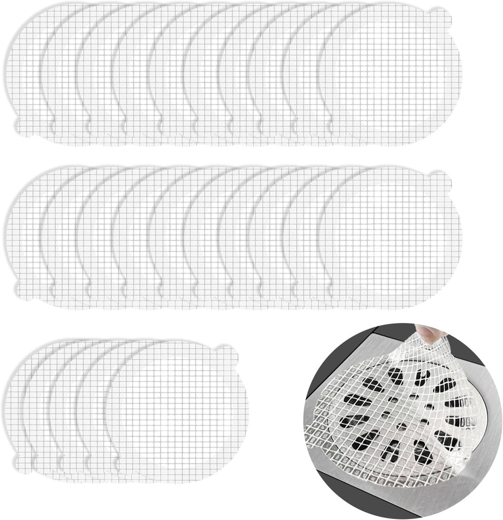25 Pack Disposable Shower Drain Hair Catcher,4.3 Inch Mesh Sticker Drain Cover, Adhesive Drain Hair Catcher,Floor Strainer for Bathroom Bathtub Kitchen Sink (25)