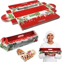 Cholemy 50 Pcs Christmas Ham Bread Boxes Containers 18" x 4.75" x 3" Paperboard Baking Bakery Box Bags for Homemade Bread Holiday Packaging Gift Giving with Handle (with Window)